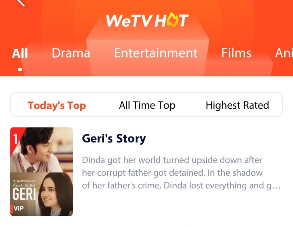 Series Kisah Untuk Geri NO 1 di WeTV