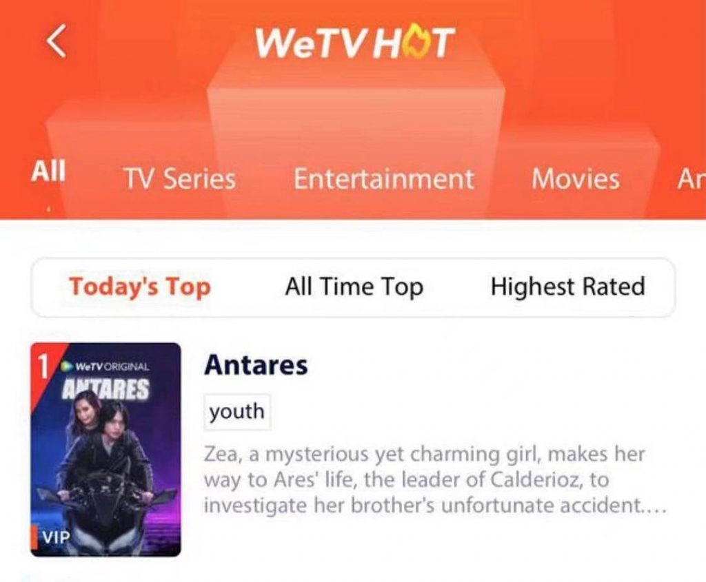 OHOYYYY! ANTARES is trending #1 on We TV Indonesia!
