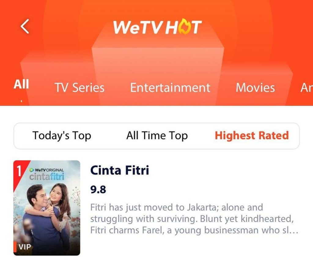 WOHOO Cinta Fitri HIGHEST RATED DI WeTV Indonesia